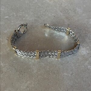 Brand new Ross + Simon’s two tone sterling silver wheat link bracelet.